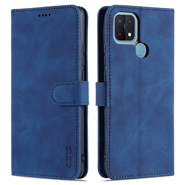 Blue flip leather phone case with card holder and magnetic strap closure