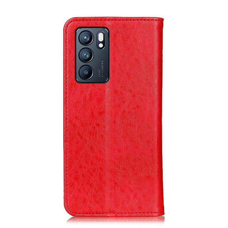 Red textured flip phone case with rear camera cutout