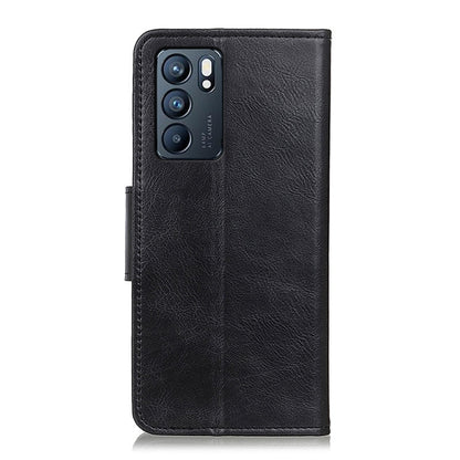 Black leather flip phone case with cutouts and protective back cover