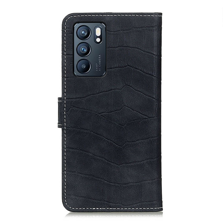 Black crocodile-texture leather phone flip case with camera cutout