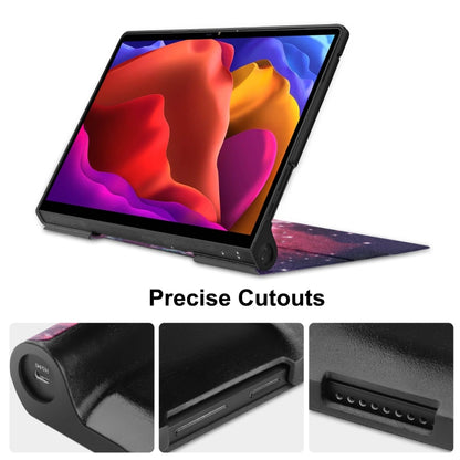 Galaxy-pattern PU leather case with stand, tablet propped for viewing