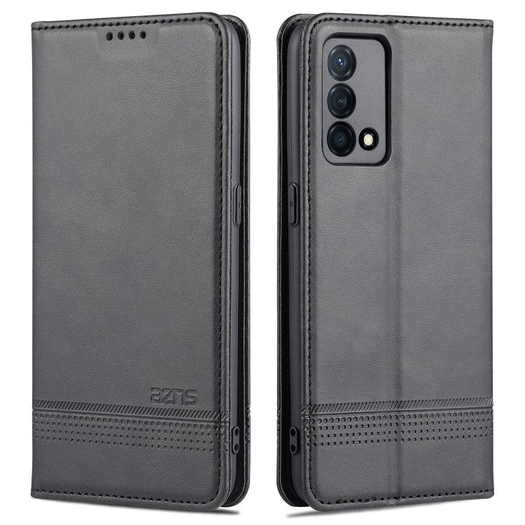 Dark leather horizontal flip phone case with magnetic closure and camera cutout