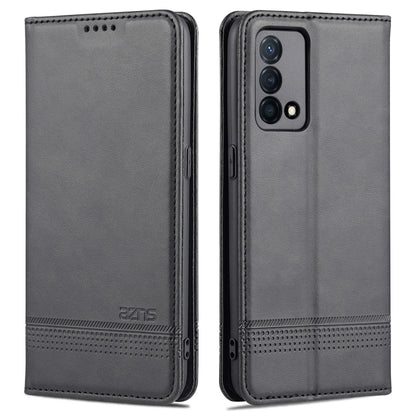 Dark leather horizontal flip phone case with magnetic closure and camera cutout