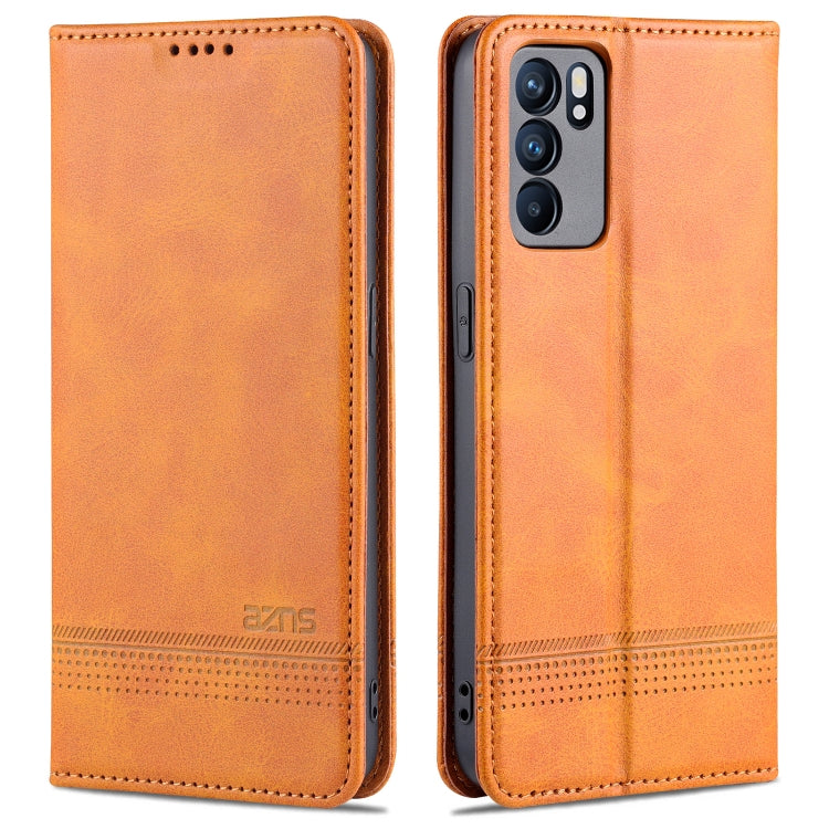Orange leather flip phone case with magnetic closure and camera cutout