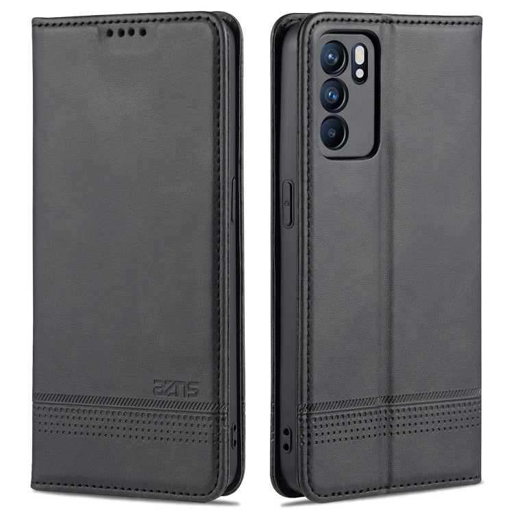 Black leather flip phone case with magnetic closure and camera cutout
