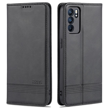 Black leather flip phone case with magnetic closure and camera cutout