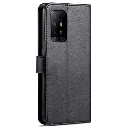 Black flip leather phone case with magnetic strap and camera cutout