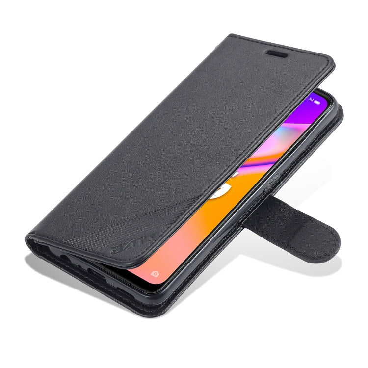 Black flip leather wallet case with phone window and foldable stand