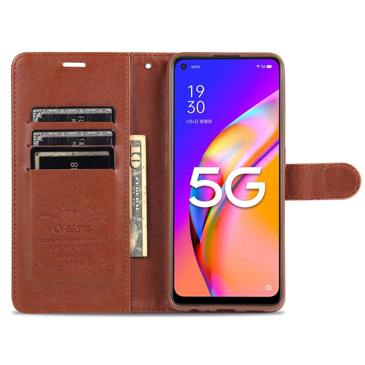 Brown flip leather wallet case with card slots and phone viewing window
