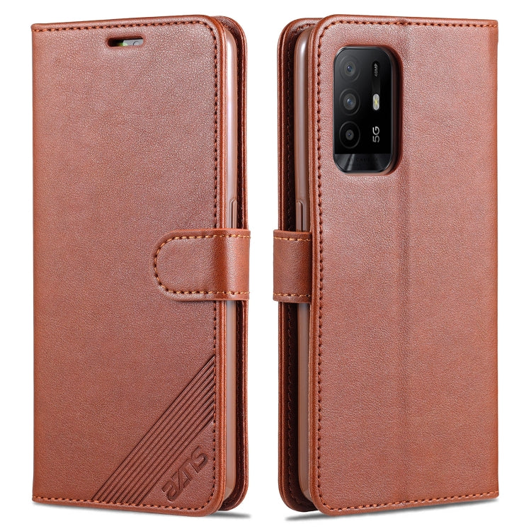 Brown flip leather wallet case with magnetic strap and phone cutout