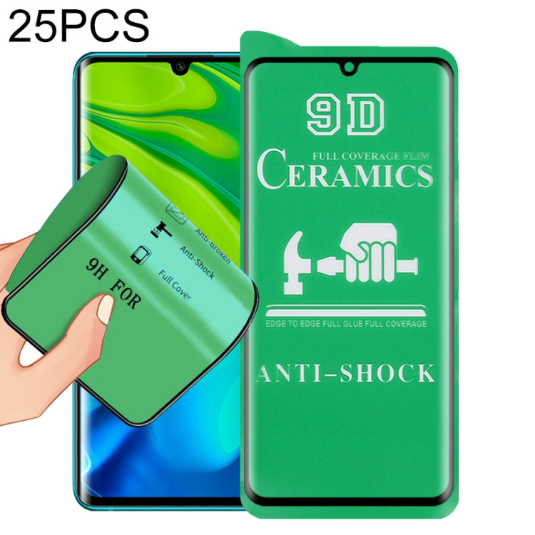 9D full-glue ceramic screen protector set, anti-shock, full coverage, 25-pack