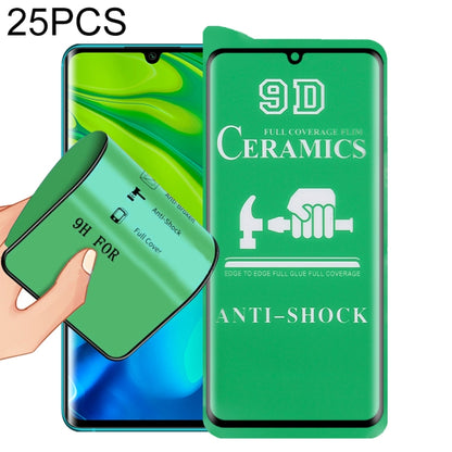 9D full-glue ceramic screen protector set, anti-shock, full coverage, 25-pack