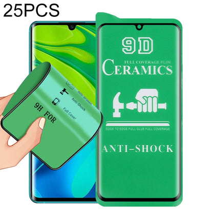 Green 9D full-glue ceramic screen protector set, full coverage, 25-pack
