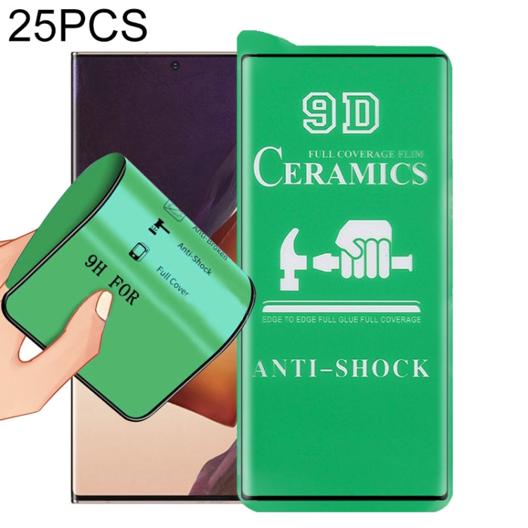 25 PCS 9D ceramic screen protector film pack, full coverage, full glue, anti-shock