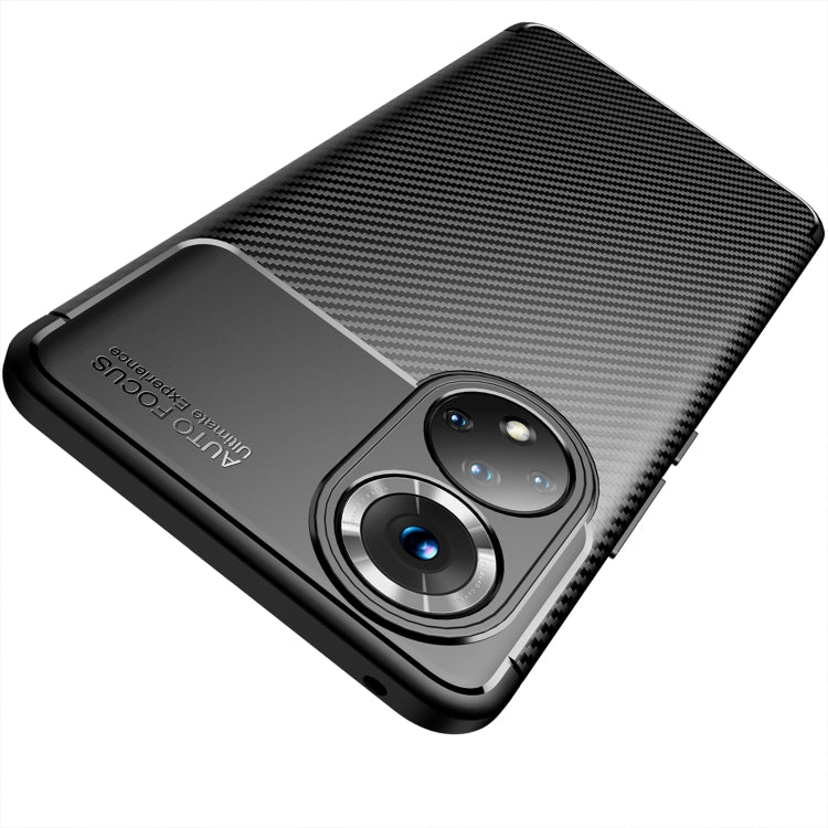 Black carbon fiber texture TPU phone case back with raised camera rings and cutouts