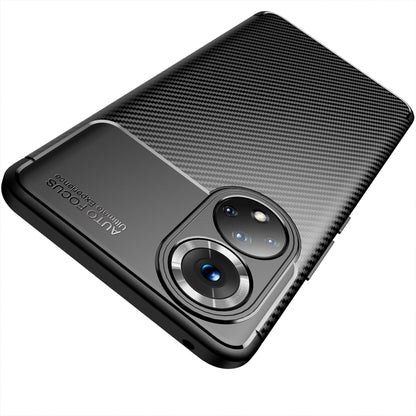 Black carbon fiber texture TPU phone case back with raised camera rings and cutouts