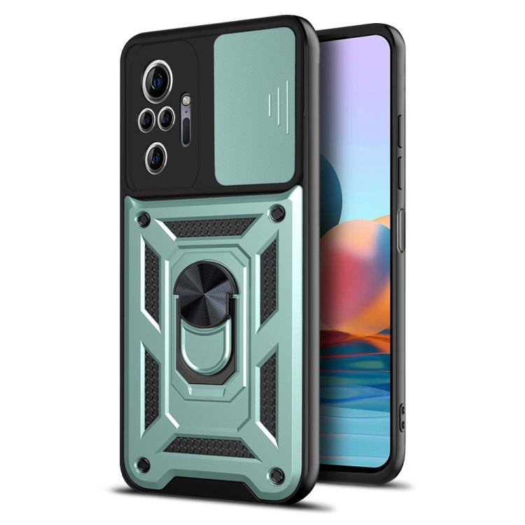 Rugged mint green phone case with sliding camera cover and raised protective camera guard