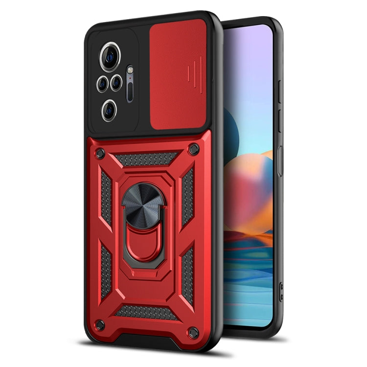 Red and black protective phone case with raised camera cover and geometric TPU frame