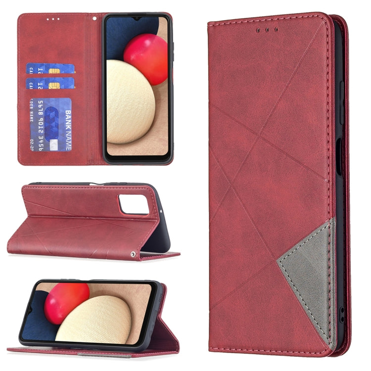 Red magnetic flip leather phone case with card slots and stand