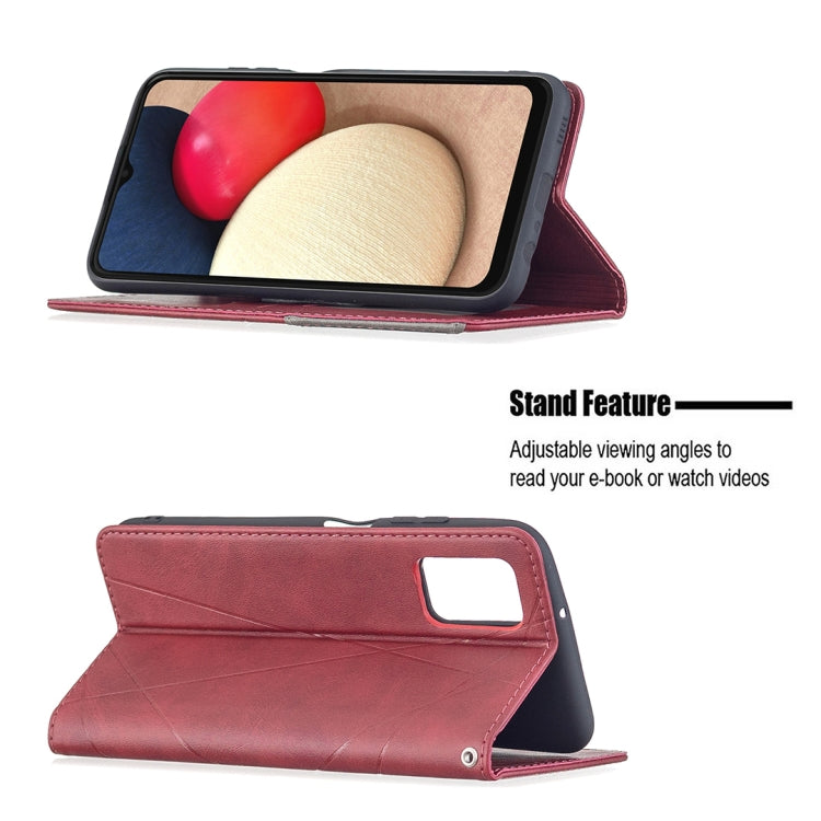 Red magnetic flip leather phone case with viewing stand and cutout window