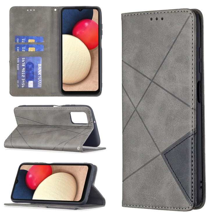 Grey magnetic flip leather phone case with card slots and stand