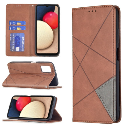 Magnetic flip leather phone case with rhombus texture, card slots, brown
