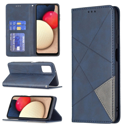 Magnetic flip leather phone case with rhombus texture, card slots, navy blue