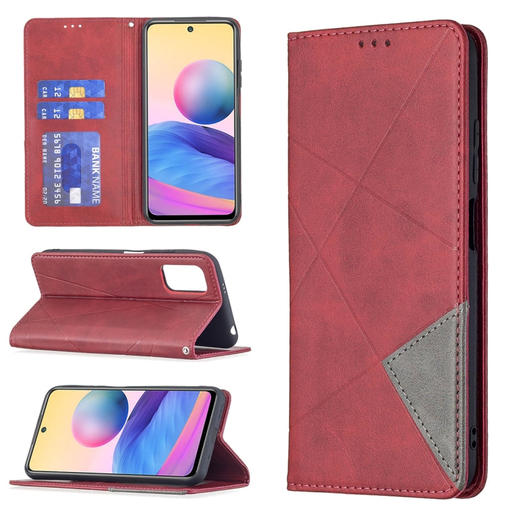 Red magnetic flip leather phone case with card slots and stand; colorful screen