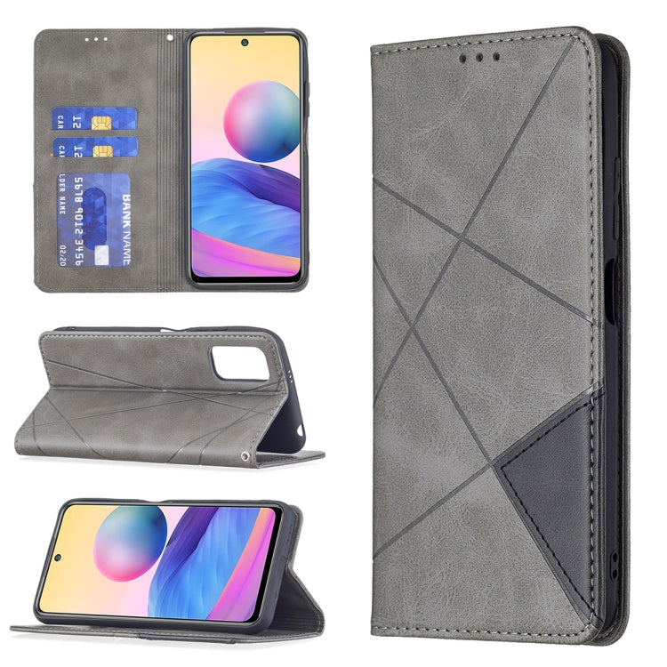 Magnetic flip leather phone case with rhombus texture, card slots, grey