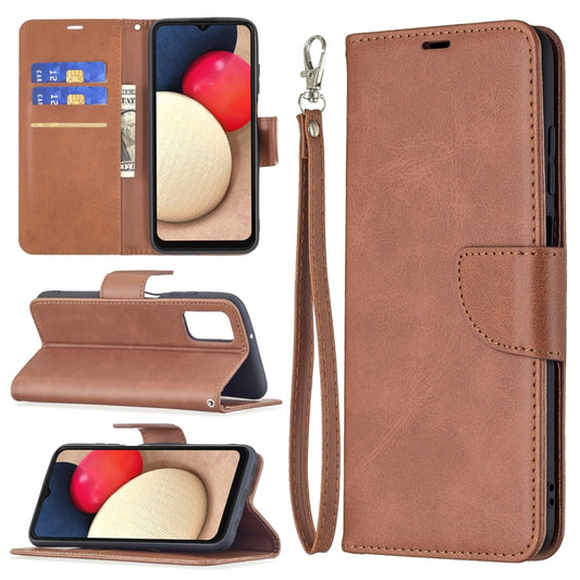 Brown leather flip phone case with card slots and lanyard; phone shown