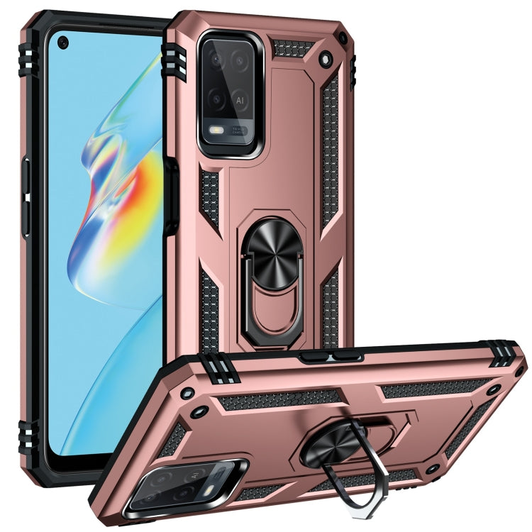 Rose gold rugged phone case with 360 rotating ring kickstand and camera protectors