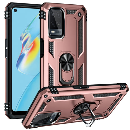 Rose gold rugged phone case with 360 rotating ring kickstand and camera protectors