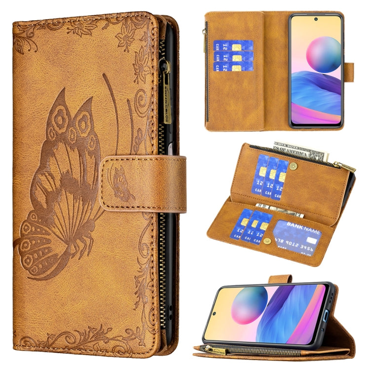 Brown embossed butterfly leather phone wallet case with card slots and front flip cover