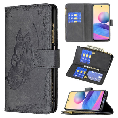 Dark gray embossed butterfly flip leather wallet case with zipper and card holder