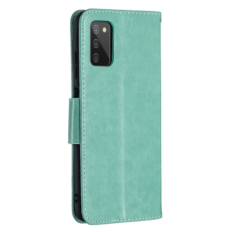 Green PU leather phone case with folio strap and stitched edge
