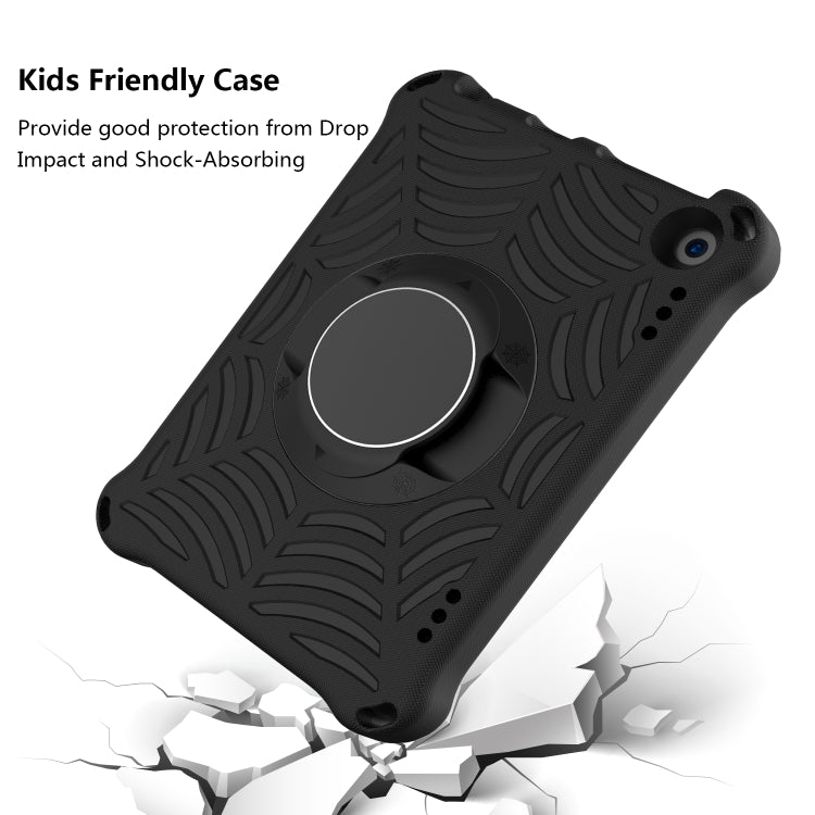 Black EVA tablet case with built-in circular stand and grippy textured shell