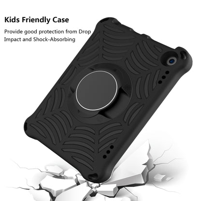 Black EVA tablet case with built-in circular stand and grippy textured shell