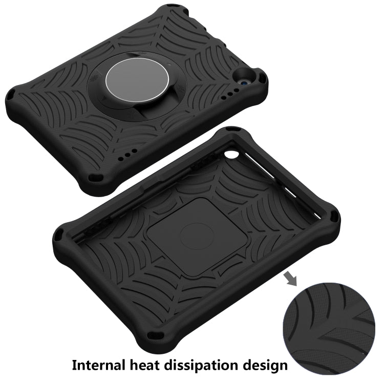 Black EVA tablet case with circular kickstand, vented back, and drop-ready corners