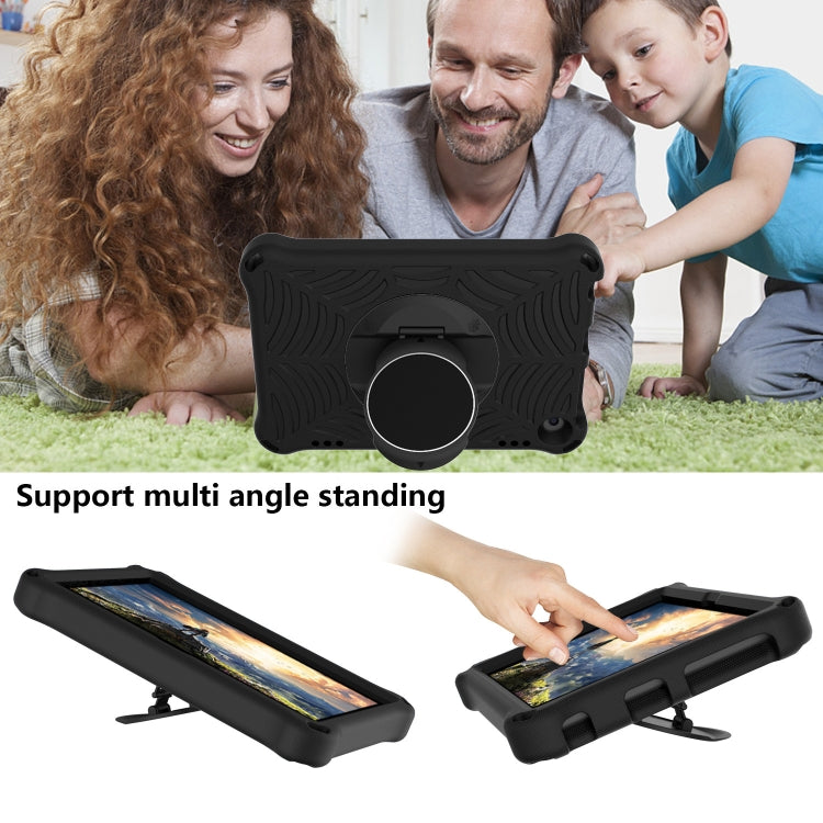 Black EVA tablet case with circular stand for multi-angle viewing