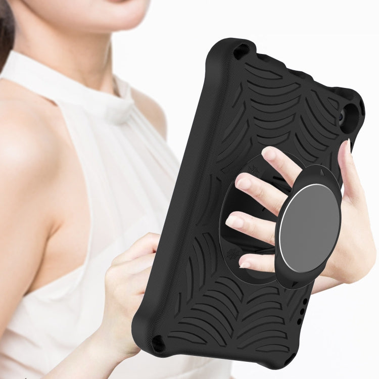 Black EVA tablet case with circular kickstand panel for hands-free viewing