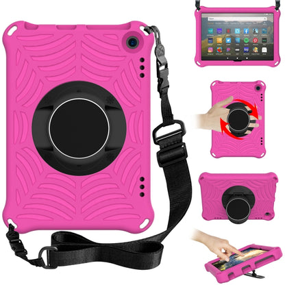 Purple protective tablet case with adjustable shoulder strap and circular grip stand