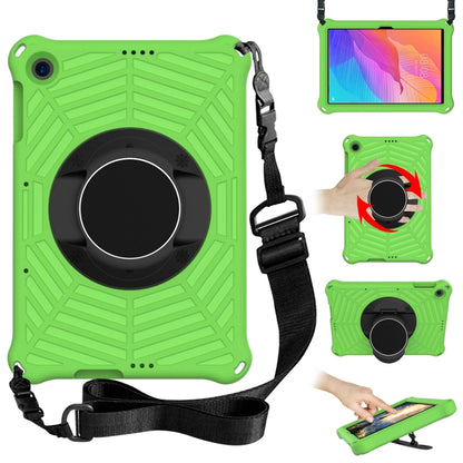 Green rugged tablet protective case with circular stand, adjustable shoulder strap