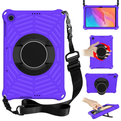 Purple rugged tablet protective case with circular stand, adjustable shoulder strap