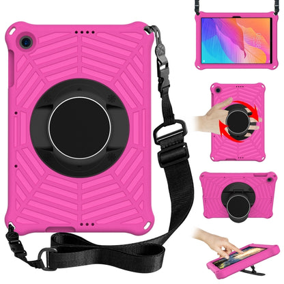 Magenta rugged tablet protective case with circular stand, adjustable shoulder strap