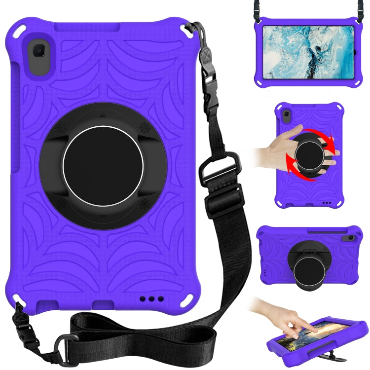 Spider King tablet protective case with adjustable shoulder strap, purple with circular holder