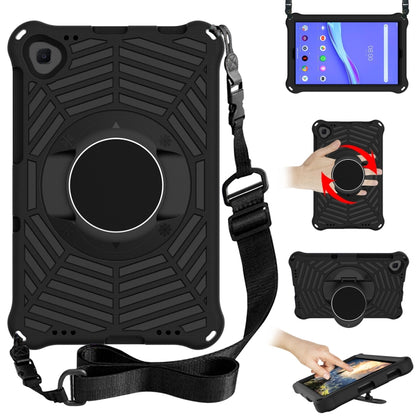 Spider King tablet protective case with adjustable shoulder strap, black with circular holder
