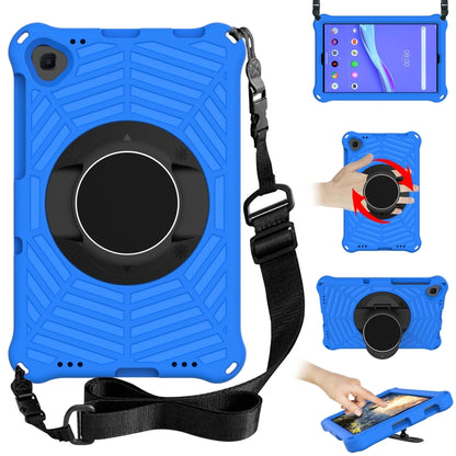 Spider King tablet protective case with adjustable shoulder strap, blue with circular holder