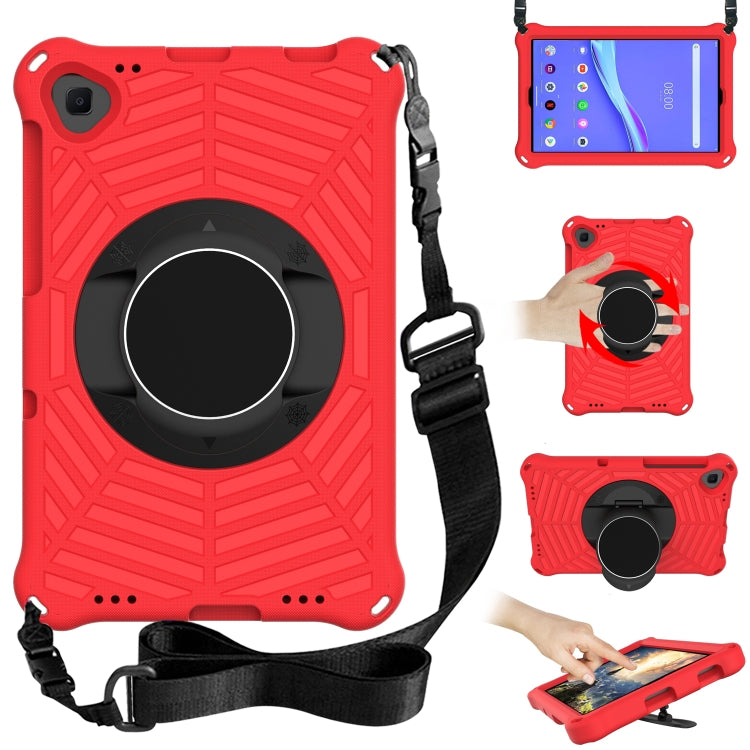 Spider King tablet protective case with adjustable shoulder strap, bright red with circular holder