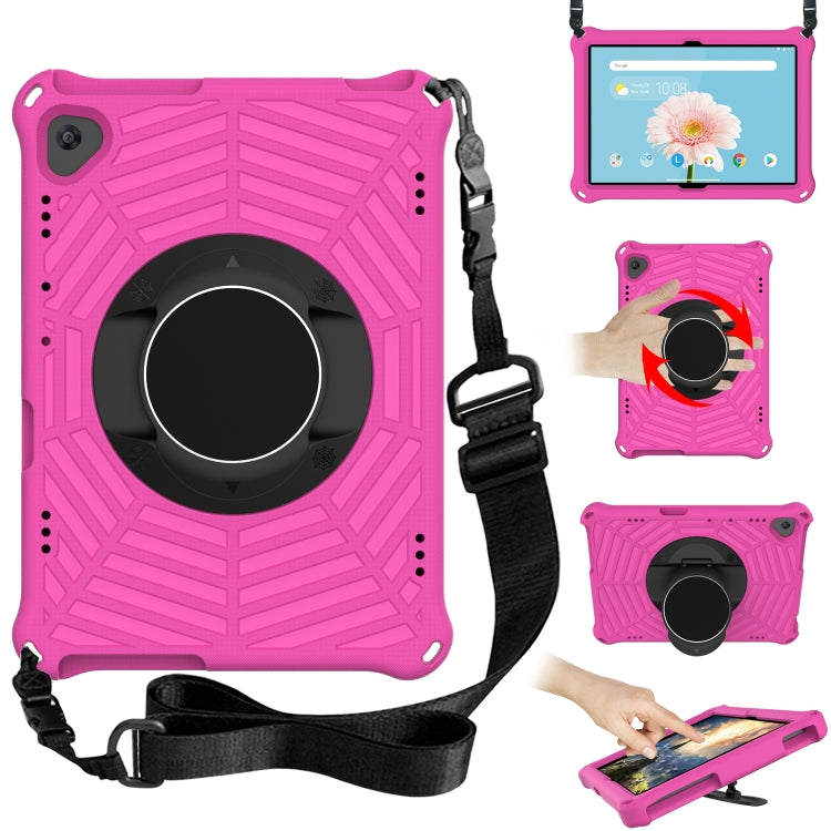 Spider King tablet protective case in rose red with ring kickstand and adjustable shoulder strap