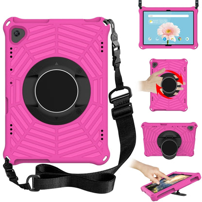 Spider King tablet protective case in rose red with ring kickstand and adjustable shoulder strap